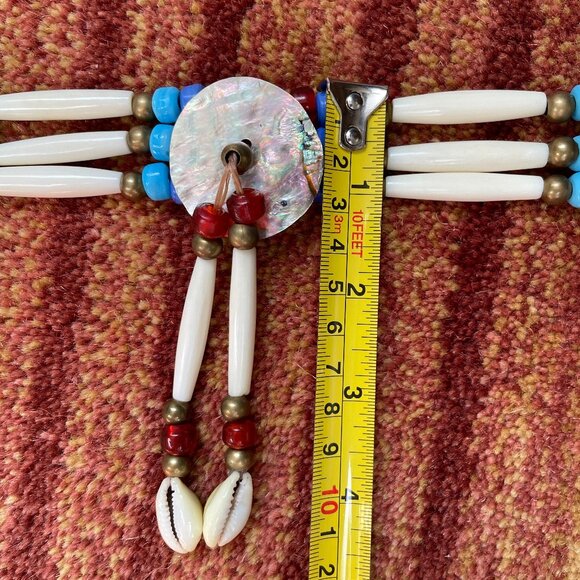 Authentic handcrafted bone hairpipe Native American Indian choker regalia NWOT - Picture 9 of 10